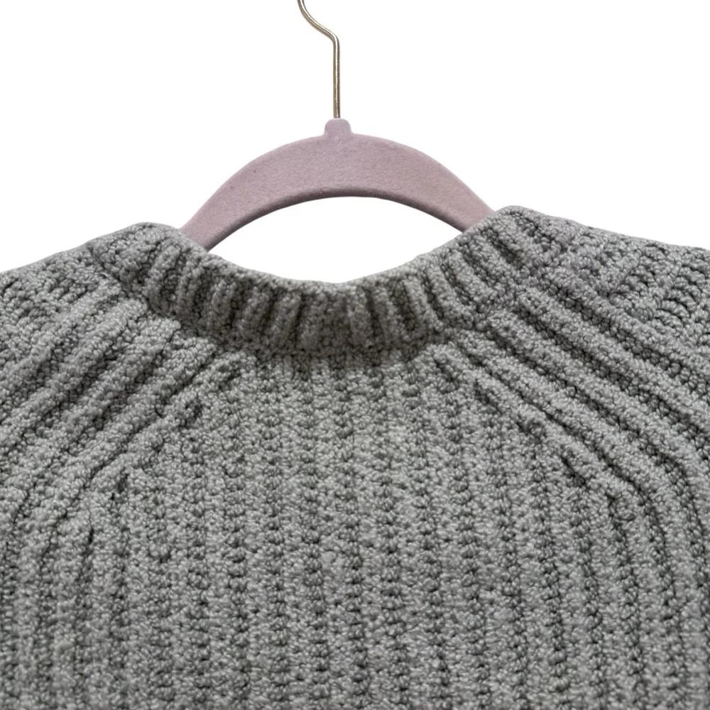 NWT Vince Crimped Cotton Crewneck Knit Sweater Cotton Blend Green Sz S